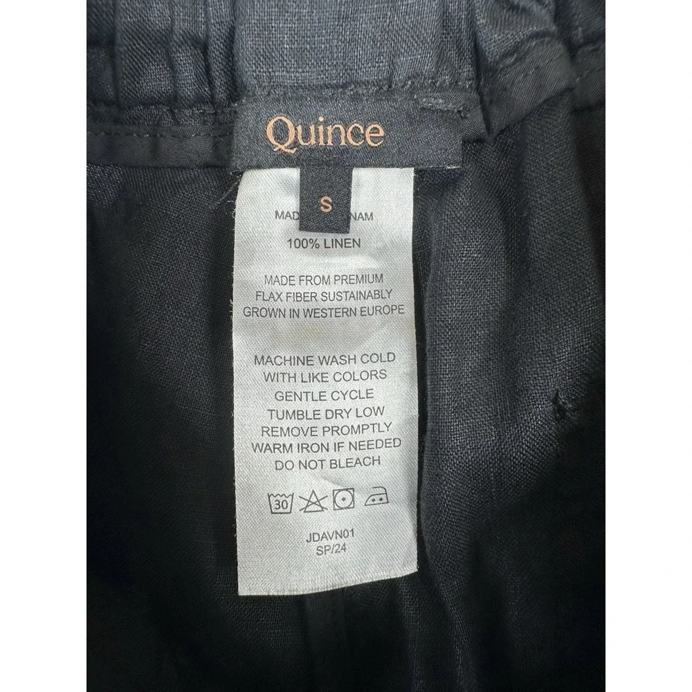 Quince Black 100% Linen Cropped Pants, Sz: Small